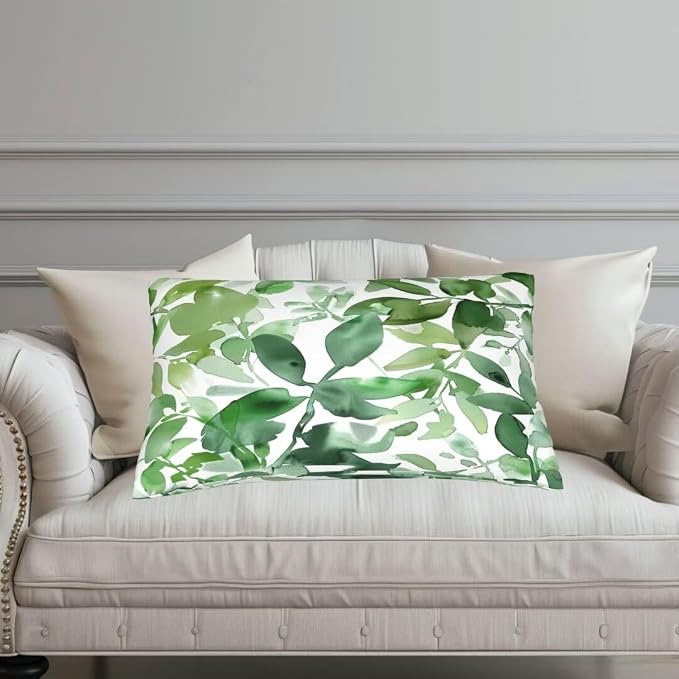 Green Pillows Pack of 2 60x80 cm/24x32 Inch, Plant Pillow Covers Winter Decorative Pillows, Soft Throw Pillow Covers Rectangle Pillow Cover with Hidden Zipper, Modern Home Decor Aeshetic, Gifts -hs111