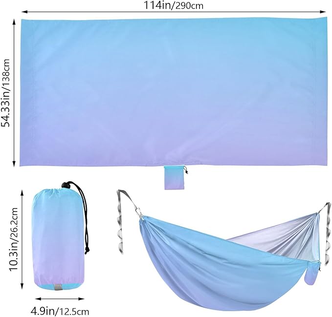 Blue-Purple Gradient 330lb Capacity Outdoor Hammock with Hanging Rope Indoor Hammock for Indoor Outdoor Patio Base para hamacas
