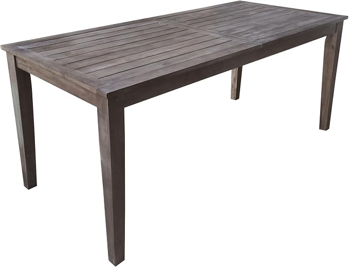 7 Piece Patio Dining Table Set with Removable Cushion, Outdoor Acacia Wood Furniture Set for Garden, Backyard, Lawn, Poolside (A-Gray)
