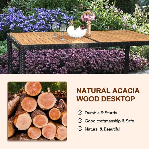 7 Pieces Patio Furniture Set, Rattan Dining Table & Chair, Backyard Furniture Outdoor Conversation Set for Garden, Patio Dining Sets