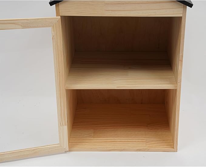 Outdoor Library Book Box, 2-Tier Literature Exchange Kit, 25.4" Tall Outdoor Wood Cabinet for Sharing Books Community Literature, Flyers, Newspapers, Food Art