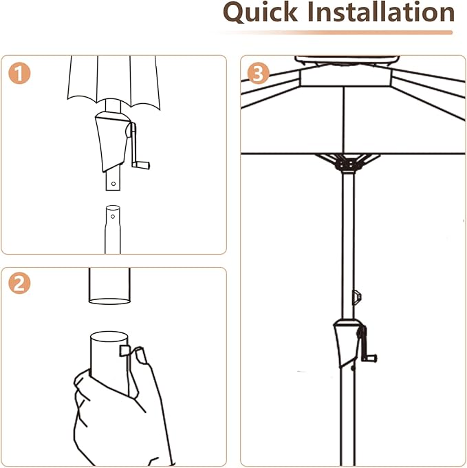 C-Hopetree 1.5in Outdoor Patio Replacement Extension Market Umbrella Lower Pole with Bullet Buckle, Dark Gray