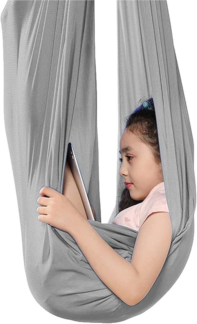 Indoor Outdoor Sensory Swing Therapy Hammock Kids Snuggle Cuddle Hammock Special Needs for Children Autism ADHD ADD (Color : Gray, Size : 150 * 280CM/59 * 110in)
