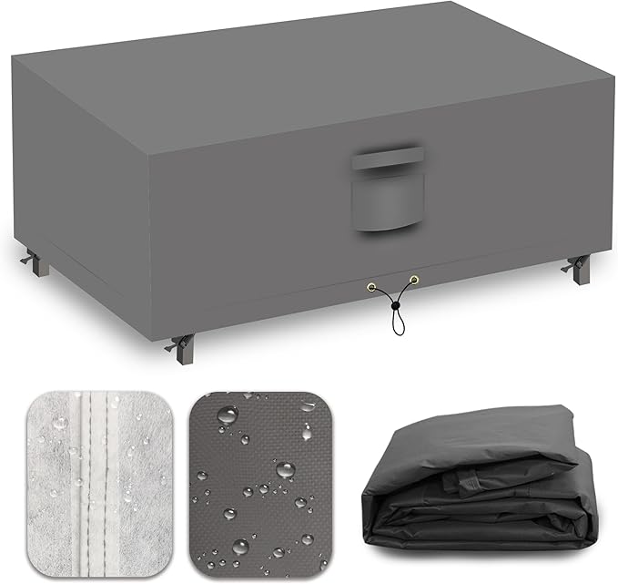 Heavy Duty Patio Furniture Covers Waterproof, 600D Outdoor Furniture Cover Waterproof for Sectional Sofa Couch, Outdoor Dining Table and Chair Set Covers 52''L x 22''W x 35''H, Grey