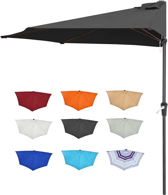 ABCCANOPY Patio Umbrella 11FT - Outdoor Half Umbrellas for Patio, Backyard, Garden, Deck (Dark Gray)