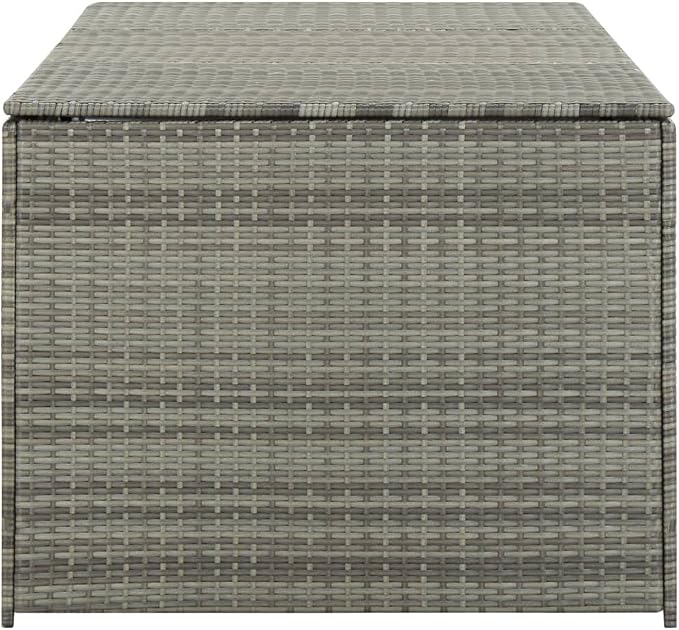 Patio Storage Box Deck Storage Box Outdoor Storage Box Indoor Wicker Storage Bin for Patio Furniture Cushions, Pillows, Garden Tools, Poly Rattan Gray, 70.8"x35.4"x29.5"