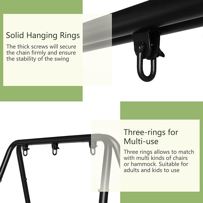 Portable Hammock Stand for Patio, Garden, Balcony & Home - Durable Iron Construction, Supports Most Hammock Chairs, 38mm Thick Pipes, Foldable Design, Quick Setup, No Tools Needed, Black