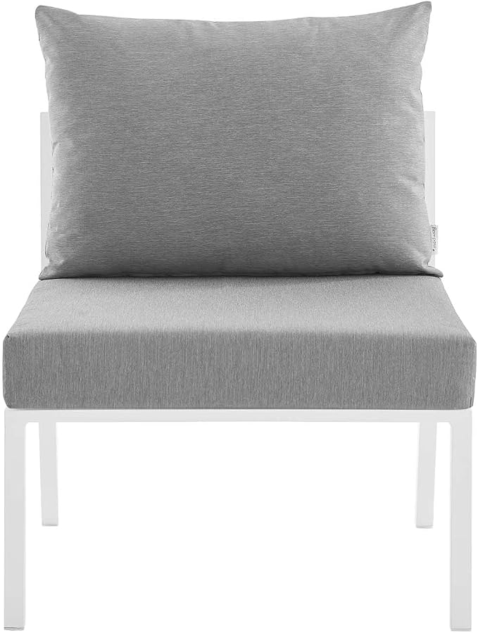 Modway Riverside 4 Piece Sectional Set with Armchair and Table, 61. 5" L x 114" w x 28" H, White Gray
