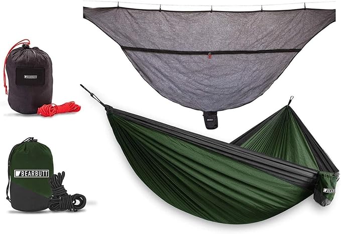 Bear Butt Double Camping Hammock and Bear Butt Hammock Bug Net Bundle