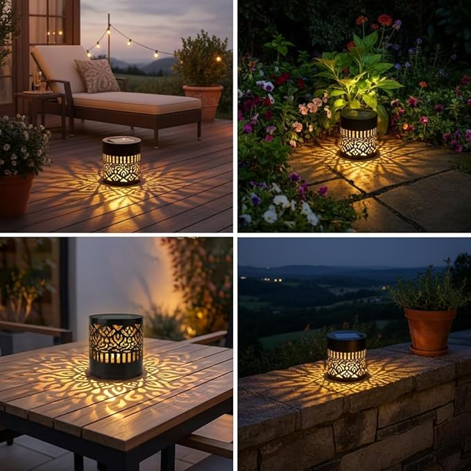 Upgrade Decorative Solar Mandala Lights, 2026 New Waterproof Metal Solar Powered Outdoor Deck Step Wall Lights, Mandala Theme LED Fence Light for Garden Post Patio Backyard Yard Decor