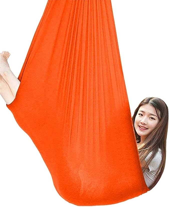 Sensory Hammock Swing Chair for Adults/Kids with Hardware Adjustable Snuggle Hammock Has Calming Effect On Child with Special Needs (Color : Orange, Size : 100x280cm/39x110in)