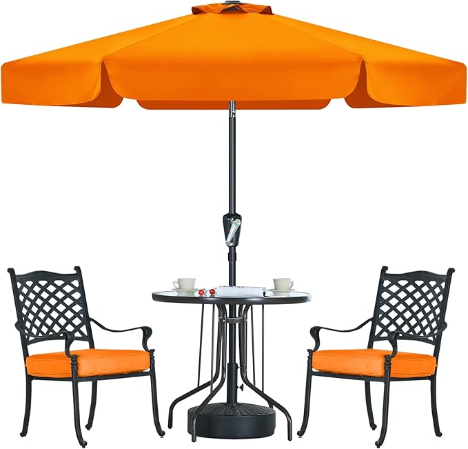 MASTERCANOPY 7.5ft Patio Umbrella with Valance, Crank and Tilt – 6 Ribs Outdoor Market Umbrella, UV/Fade Resistant, Waterproof Canopy with Wind Vent for Garden, Deck, Backyard, Pool (Orange)