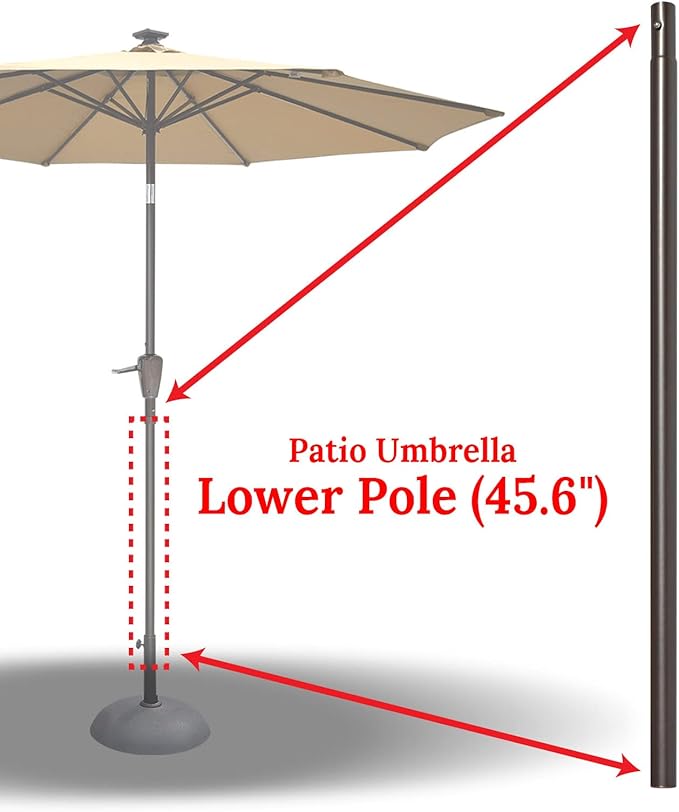 YardGrow Replacement Umbrella Lower Pole for Patio Umbrella, with Bullet Buckle, with bullet buckle