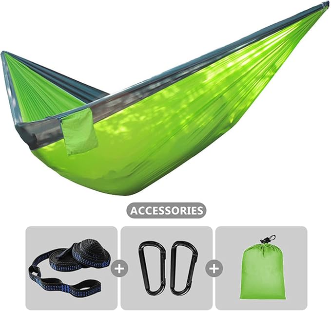 NOBRIM Camping Hammock Large Portable Hammock Accessories Swing with 2 Tree Strap 2-3 People Nylon Parachute Hammock for Outdoor Leisure