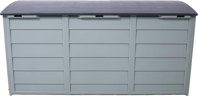 PVWIIK Outdoor Storage Box with Wheels,75 Gallon Mobile Waterproof Resin Deck Box,Lockable Storage for Patio Cushions,Garden Tools,Pool Accessories,UV-Resistant Storage Bench for Backyard & Deck,Gray