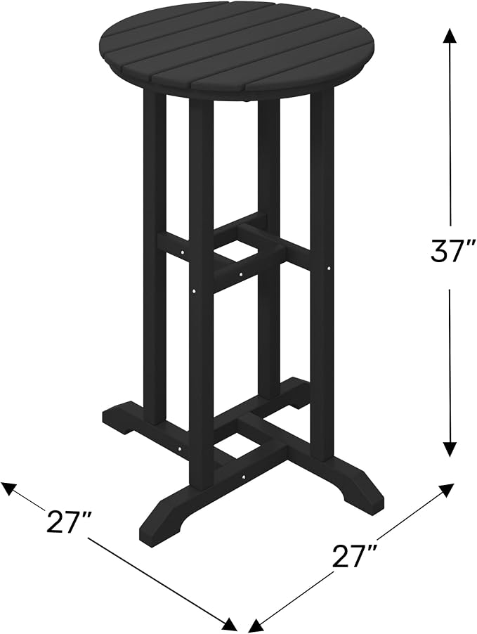 WestinTrends Malibu 37" Counter Height Round Outdoor Patio Bistro Bar Table, Black