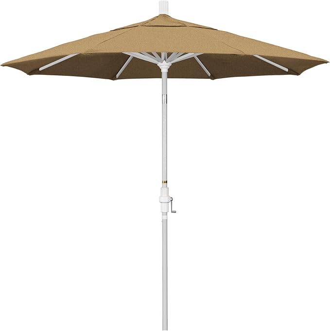 California Umbrella 7.5' Rd. Aluminum Patio Umbrella, Crank Lift, Collar Tilt, White