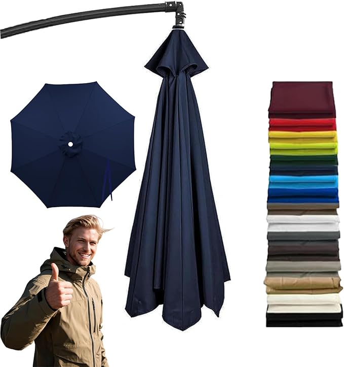 11FT 8Ribs Cantilever Umbrella Replacement Canopy,2026 Upgraded Patio Umbrella Canopy Replacement Cover,Uv-Resistant Protection Waterproof Cantilever For Garden, Backyard, Pool
