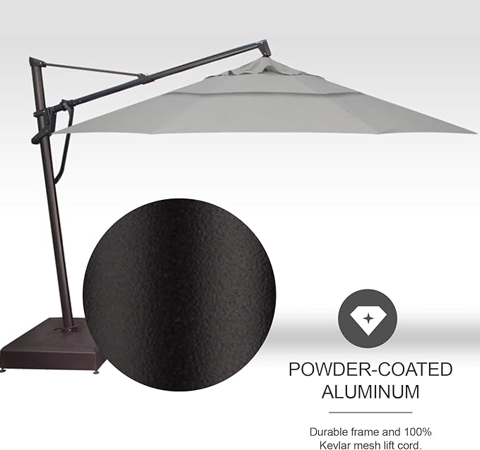 Treasure Garden 13' AKZ PLUS Cantilever Patio Umbrella – Spectrum Indigo Canopy, Black Frame, 360° Rotation & Multi-Angle Tilt, Powder-Coated Aluminum, Umbrella Base w Weights Picnic Patio Furniture