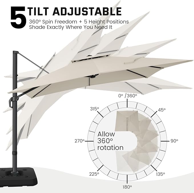 HOTEEL Patio Umbrella - 10ft Cantilever Umbrella Outdoor for Patio, Offset Umbrellas with Double Top Vent, UV resistant & Fade resistant, Large Table Umbrella on Clearance for Deck, Pool, Market, Backyard - Beige