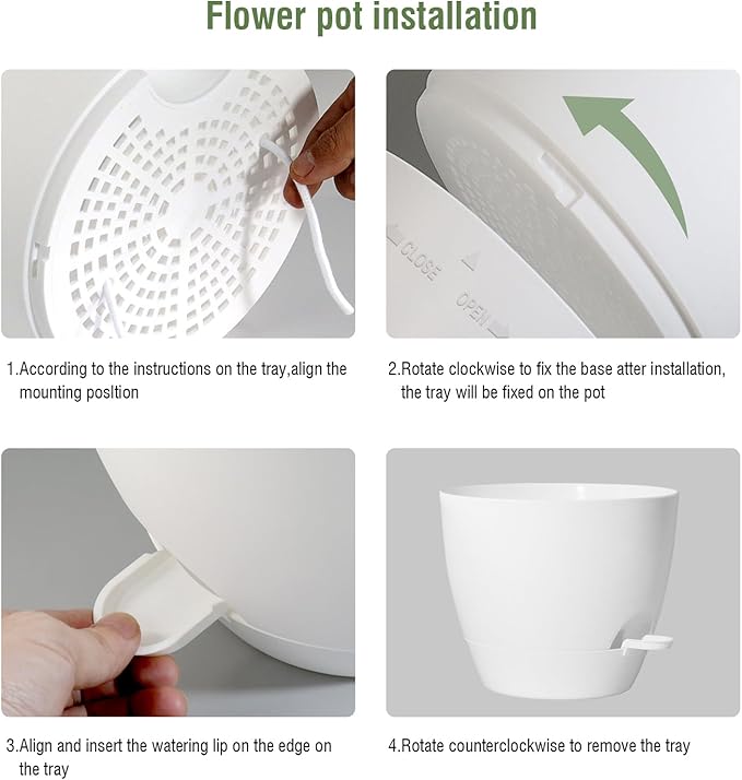 WSMKSZ 10/9/8 inch Medium Self Watering Pots, Plant Pots with Mesh Drainage Holes for Indoor Outdoor Garden Plants, Flower Pots with Removable Reservoir, Set of 3 Plastic Planters, White