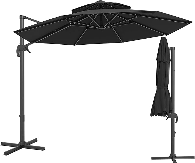 10FT Outdoor Umbrellas for Patio, Cantilever Umbrella with Steel Frame, UV Protection, Fade Resistant Fabric, 360 Degree Rotation, Pool Umbrellas Outdoor for Garden Deck Backyard