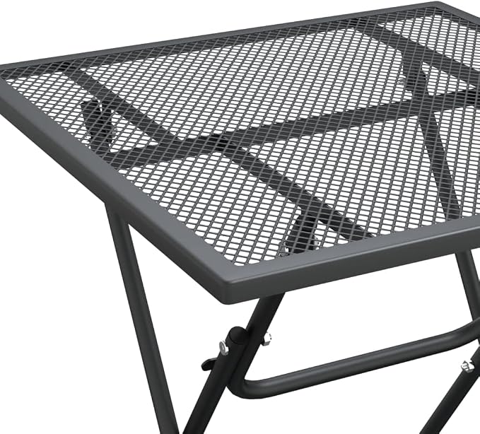 5 Piece Patio Dining Set Expanded Metal Mesh Anthracite | Foldable Design, E-Coating Weather-Proof, Space Saving for Outdoor Use