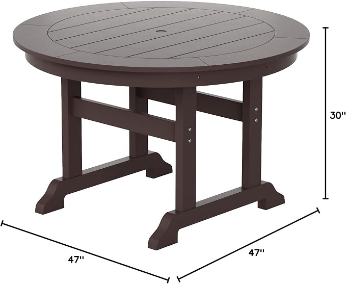 HDPE Laguna 47" Round Dining Table,Dark Brown