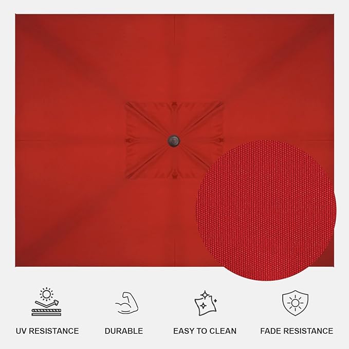Treasure Garden AKZ PLUS Cantilever Umbrella 10'x13' Rectangular Sunbrella Jockey Red Canopy and Bronze Frame with Stationary Base