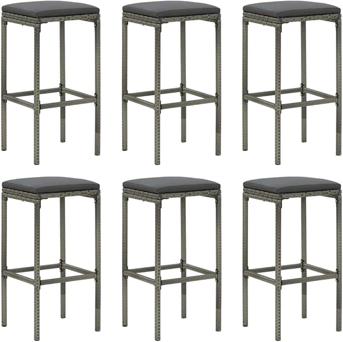 Patio Bar Set with Cushions,Patio Lounge Set,Conversation Sets,Outdoor Garden Table and Chairs Sets,Outdoor Patio Furniture,for Patio,Backyard,Garden,7 Piece Gray