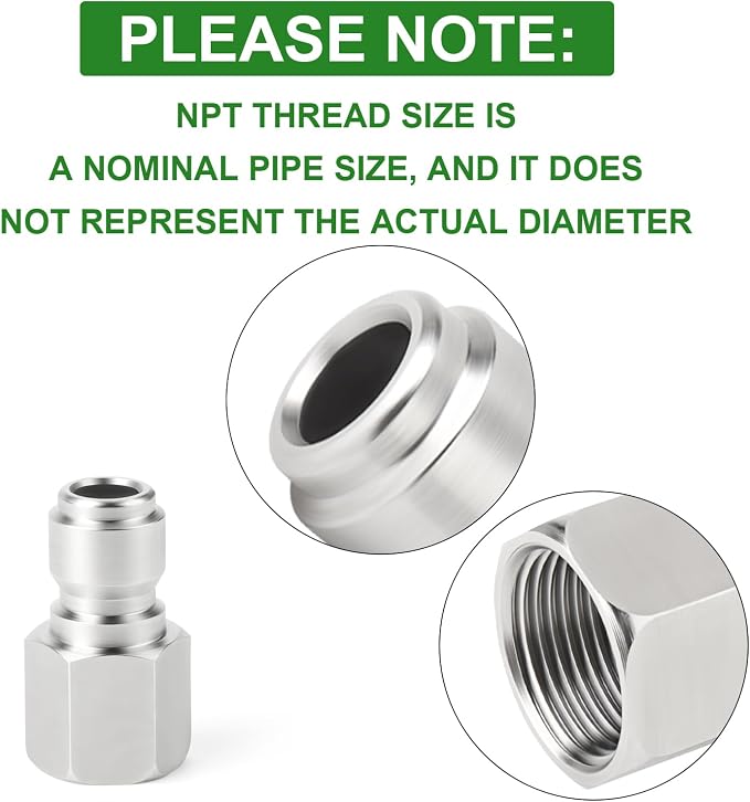 TAISHER 4PCS 304 Stainless Steel 1/4" Female NPT High Pressure Washer Quick Connect Plug for Pressure Washing Gun Hose Accessories