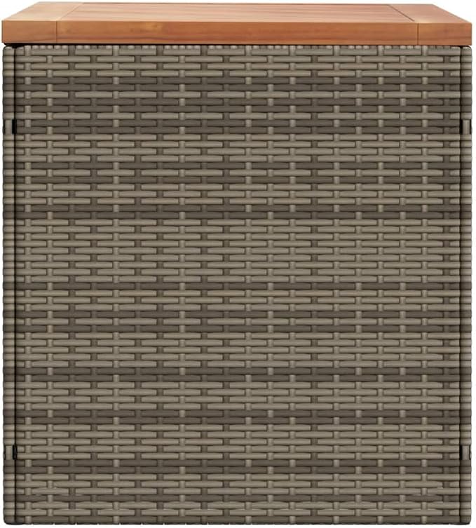 Patio Storage Container for Backyard, Porch, Garden, Patio Storage Box, Outside Deck Box, Garden Storage Box, Gray 43.3"x19.7"x21.3" Poly Rattan Acacia Wood,-742
