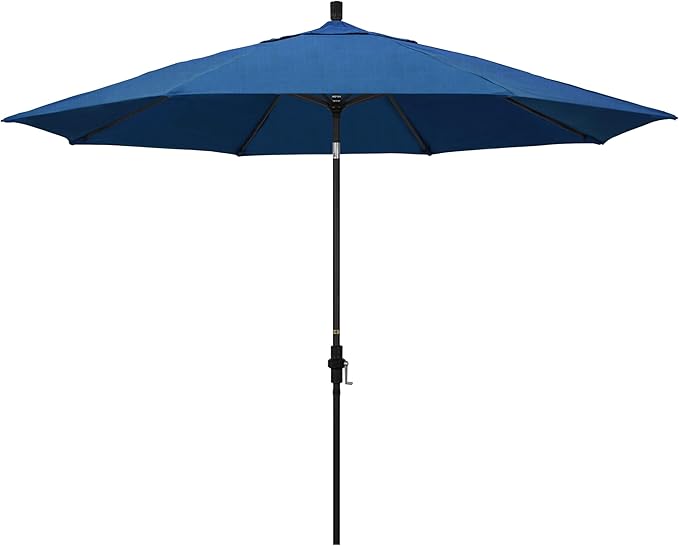California Umbrella 11Ft Premium Sunbrella Patio Umbrella, Hand-Crank, Tilt-Collar, Black Frame, Regatta Fabric