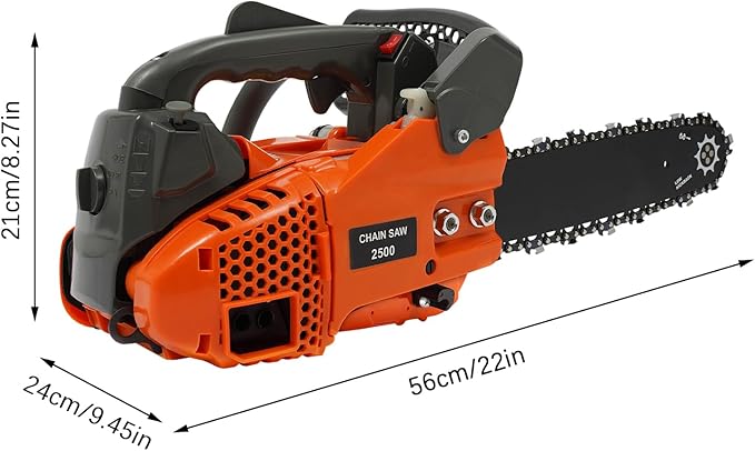 12Inch Gas Chainsaw, 2-Stroke 1.22HP Engine Handheld Gas Power Chain Saw with Air-cooled, Pull Start Petrol Saws Set for Wood Cutting, Garden Pruning, Forest Logging, 9000RPM