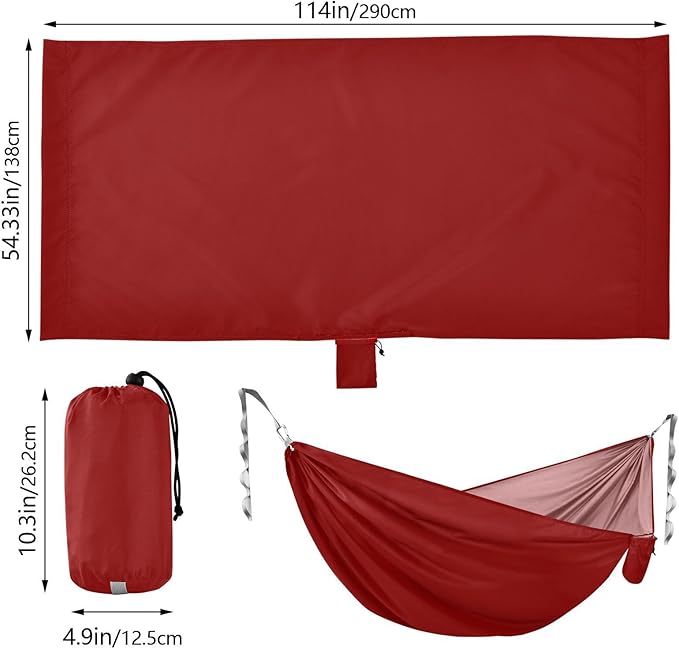 Dark Red Solid Color Pure Plain 330lb Capacity Outdoor Hammocks with Tree Straps Backyard Hammock for Outside Patio Garden hamaca con soporte para adultos