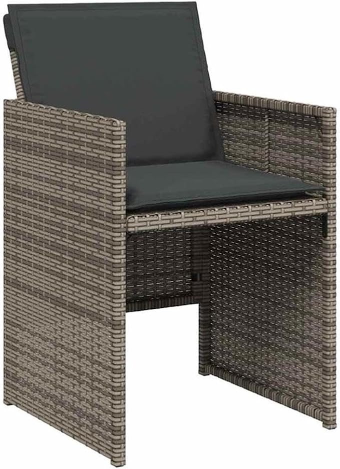 Afuera Living 5 Piece Patio Dining Set, Poly Rattan and Tempered Glass Table, Gray Cushioned Chairs, Weather-Resistant Outdoor Seating, Modern Design for Garden or Outdoor Dining