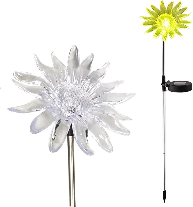 CANDLE CHOICE Solar Powered Landscape LED Light Outdoor Waterproof Color Changing Garden Stake Light for Outside Garden Yard Lawn Flowerbed Plant Pathway Christmas Decorations Figurine Sunflower 1 PCS
