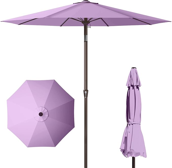 PatioKingdom 11FT Patio Umbrella,Outdoor Umbrella with Push Button Tilt and Crank,Market Table Umbrella with 8 Sturdy Fiberglass Ribs UV Protection