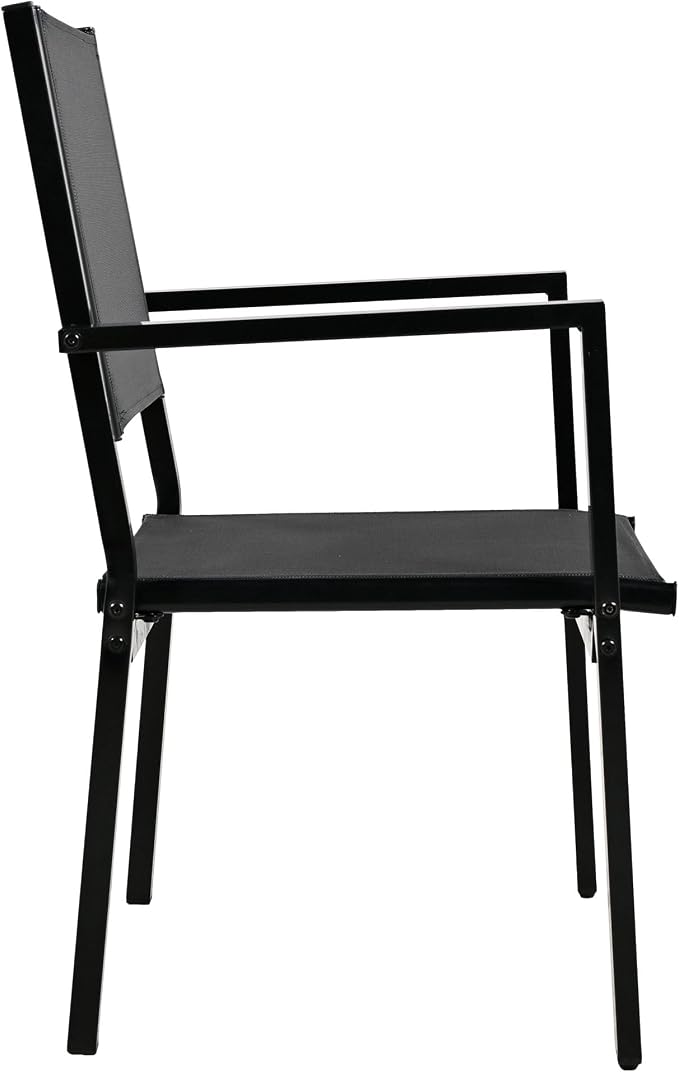 U-Style Steel Outdoor Table and Chair Set, 7 Piece Patio Dining Set for 6, Rectangular Balcony Table and Chairs, Suitable for Patio, Courtyard, Garden (Black)