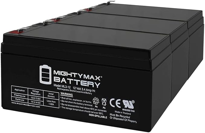 Mighty Max Battery 12V 3AH SLA Replaces Black Decker CST1200 Cordless Trimmer - 3 Pack
