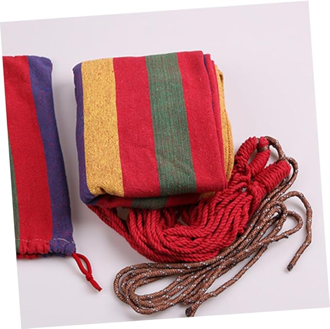 Luxshiny Portable Camping Hammock Canvas Hanging Chair Striped Outdoor Patio Swing 190x85cm Rainbow Color Lightweight Foldable for Garden and Travel