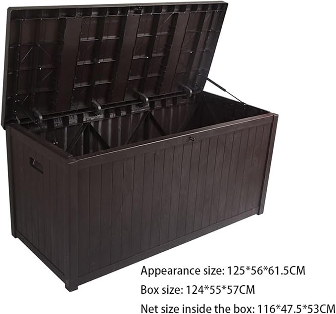 Outdoor Storage Box - Lockable Garden Rooftop Organizer, Patio Balcony Tool Box, Durable End Table Storage Cabinet,Brown