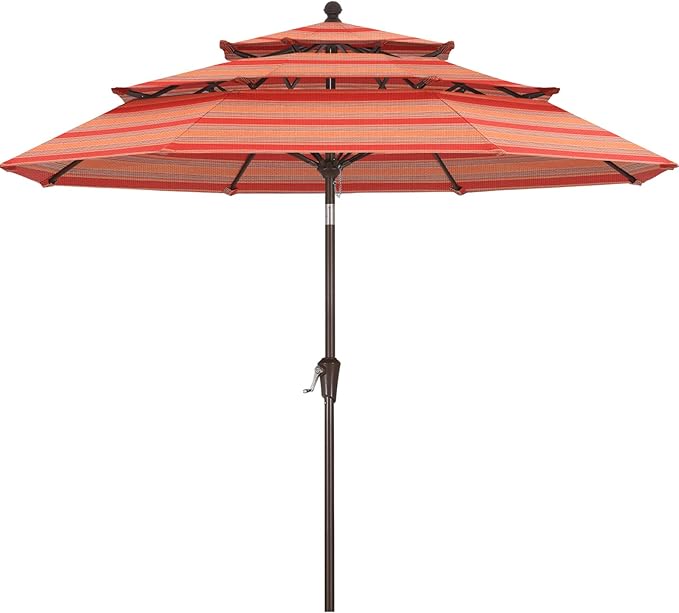 ABCCANOPY 5-Year 10-Year No Fading 9FT 3 Tiers Patio Umbrella, Outdoor Table Umbrella with 8 Sturdy Ribs for Deck, Backyard, Garden, Yard