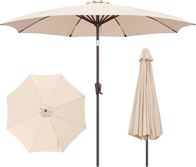 10ft Outdoor Patio Umbrella - Table Umbrella Waterproof UV Protection, Sombrillas de Patio with Push Button Tilt, Sun Umbrella for Pool, Porch, Garden, Deck, Backyard (Beige)