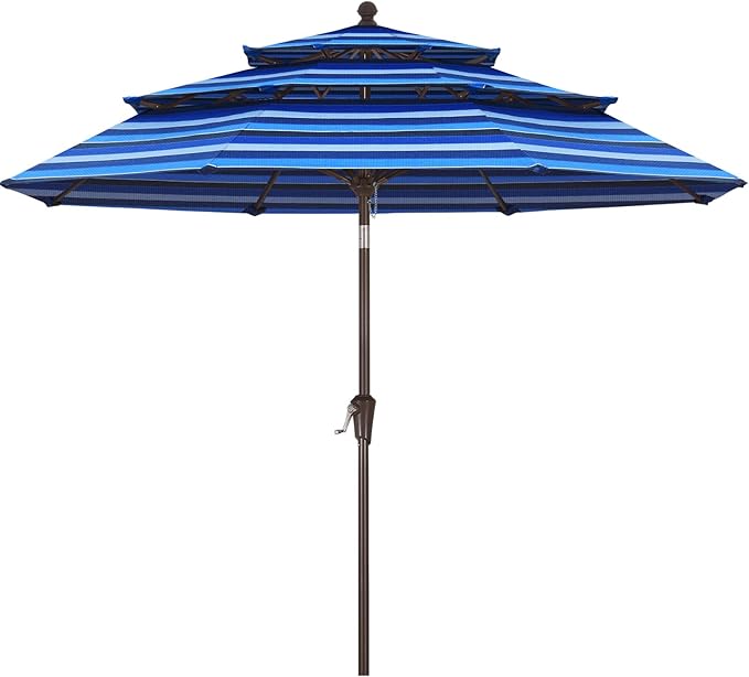 ABCCANOPY 5-Year 10-Year No Fading 9FT 3 Tiers Patio Umbrella, Outdoor Table Umbrella with 8 Sturdy Ribs for Deck, Backyard, Garden, Yard