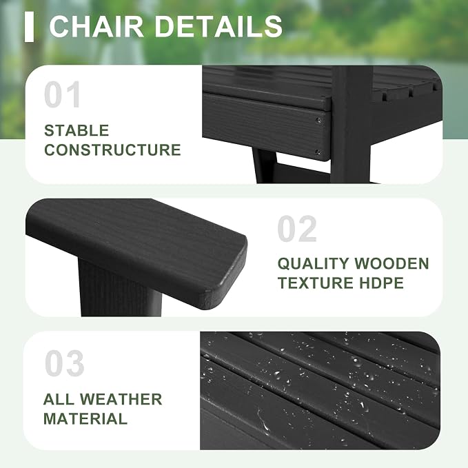 FUNBERRY Outdoor Dining Set, HDPE 7 Piece Dining Table Set with Chairs | 2" Umbrella Hole Table, Wood-Grain, HDPE All Weather, No Rot or Rust or Crack, UV Fade Shield, Easy-Clean for Outside
