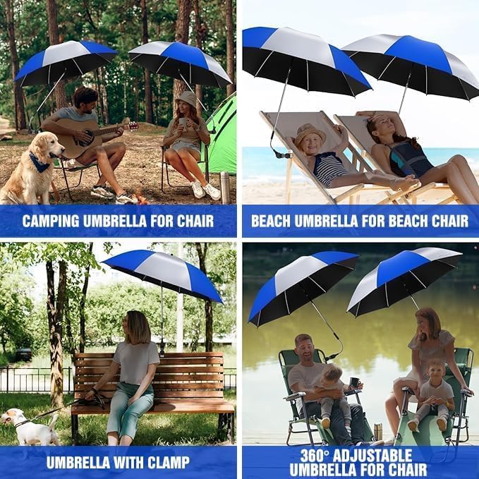 Beach Umbrella, 360 ° Chair Umbrella with Clamp, UPF50+ Shade for Beach, Sand, Patio, Yard (Not Includ Chair)