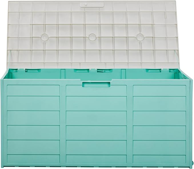 75 Gallon Outdoor Storage Box, Plastic Resin Storage Deck Boxes Chest Tools Cushions Lockable Seat Outdoor Garden Container for Patio Furniture, Hose Storage Bin, Pool Supplies, Weatherproof,Green
