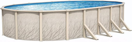 Lake Effect Pools 'Meadows' 12 ft x 18 ft Oval Above Ground Swimming Pool | 52 Inch Steel Side Walls | Kit Includes: 25 Gauge Overlap Liner & Widemouth Skimmer