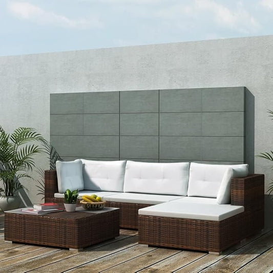5 Piece Patio Lounge Set with Cushions, Outdoor Sofa Sets Outdoor Dining Sets Patio Conversation Set Porch Furniture Set for Poolside Exhibition Negotiation Area Piazza Poly Rattan Brown
